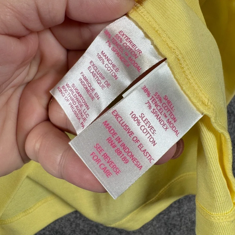 Lilly Pulitzer Ronson Split V-Neck Puff Sleeve Top Sz Medium Butter Yellow